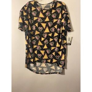 Lularoe Disney Irma Tunic Top Shirt Size XS Minnie Mouse Black Pink Bow Oversize